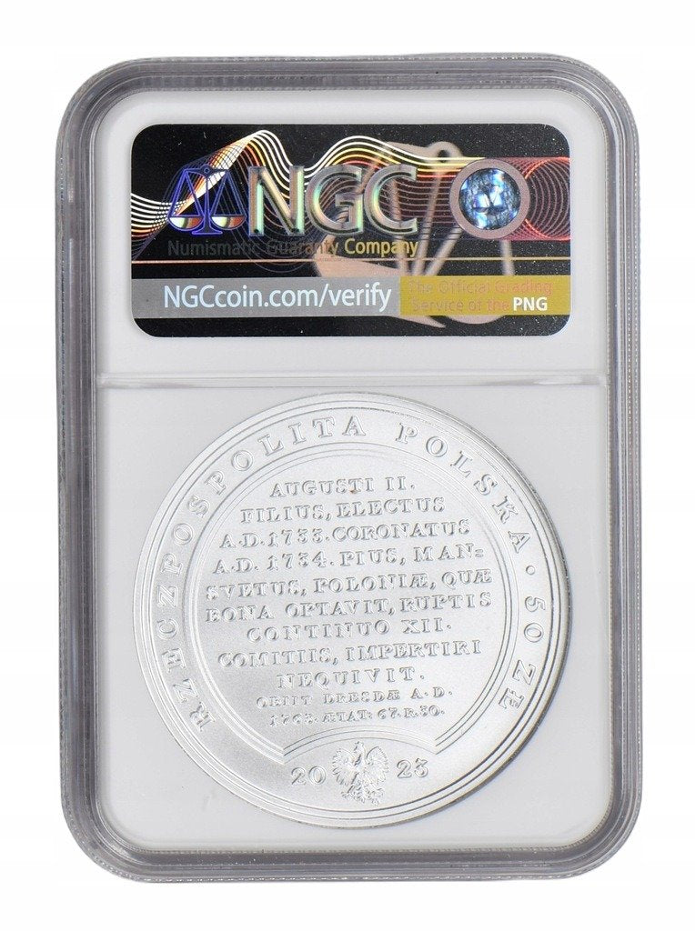 50 zł Skarby Stanisława Augusta – August III Sas - 2023 - NGC MS70