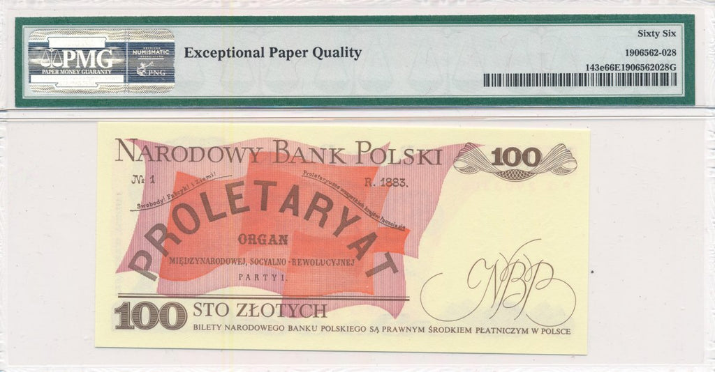 100 zł 1986 rok - seria PG - PMG 66 EPQ