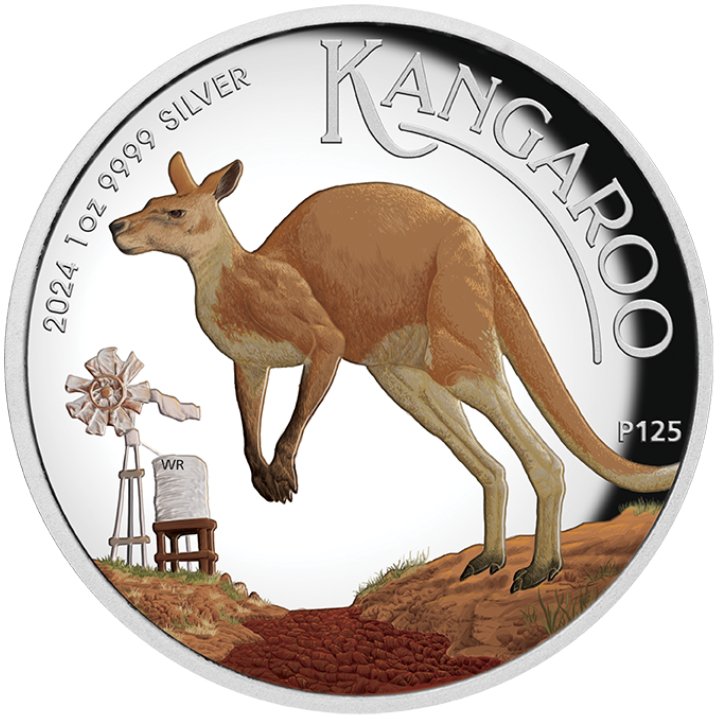 1 oz Ag - Australijski Kangur Kolorowy PROOF - 2024 rok - BOX
